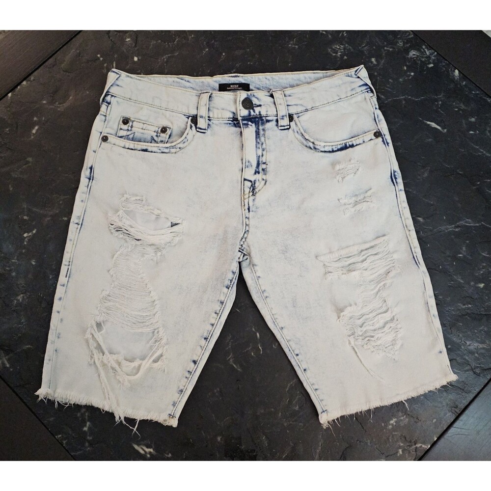 True Religion Ricky Relaxed Straight Cutoff Denim Shorts Mens 32 Distressed - Picture 3 of 6